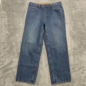 Plugg Jeans Mens 34x32 Wide Leg Blue‎ Denim Vintage Y2K Medium Wash Mid Rise